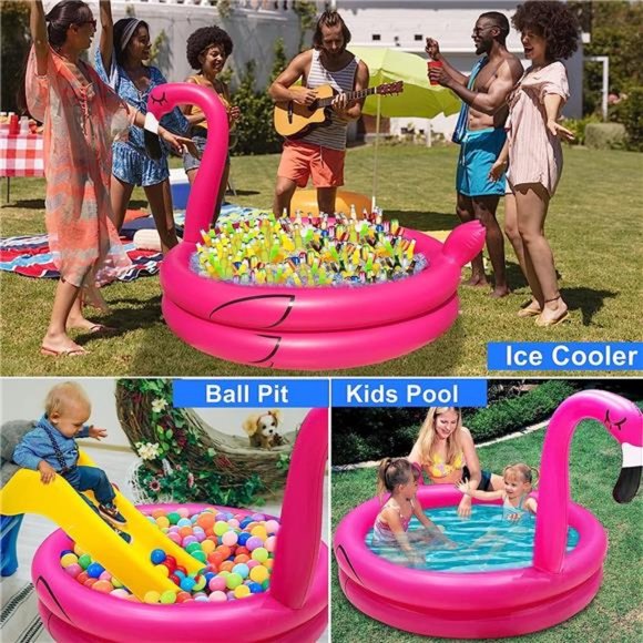 130+Cans Super Large Capacity Giant Inflatable Flamingo IceCooler for Pool Beach - Picture 6 of 6
